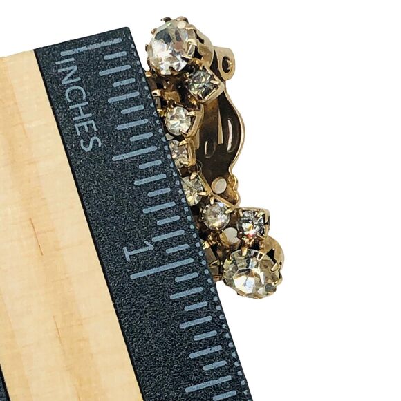 Lot Of 4 Costume Earrings Chunky Glass Rhinestones Clip Screw Back Paisley - Picture 14 of 16